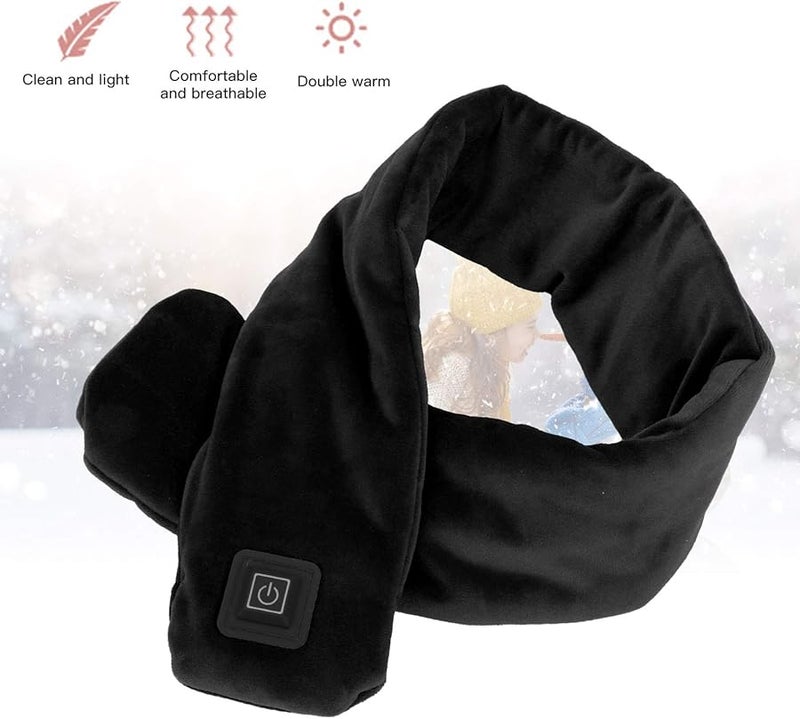 Smart Heating Scarf Electric Neck Wrap Temperature Adjustable For Women Men Black - Image 2